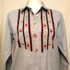 Embroidery Denim Button Down Shirt Napa Valley S